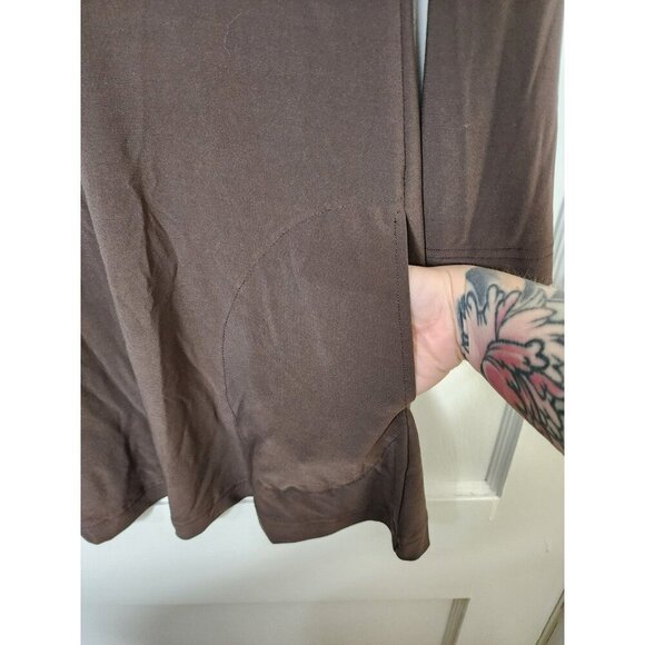 Norma Kamali Brown Stretch Jersey Back Zip Turtleneck Slim Fit Long Sleeve Sz XS - Picture 5 of 5